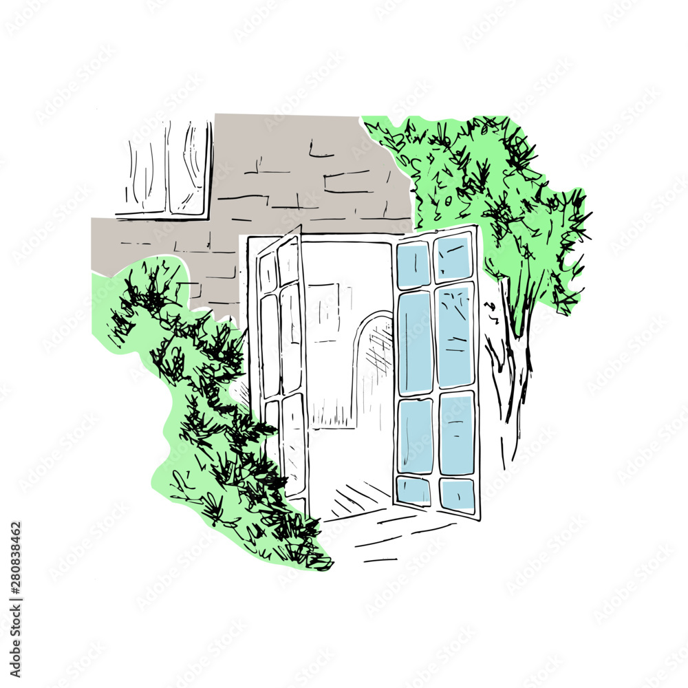 Garden Sketch Handdrawn Sketch Open Glass Stock Illustration 1442724014   Shutterstock
