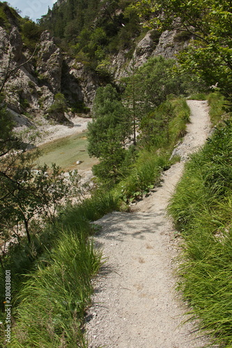 Hiking trail in Oetschergraben near to the Oetscher in Austria  Europe