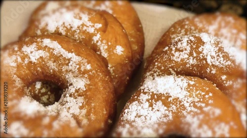 Doughnut With Sugar Sprinkeled On Top Close Up photo