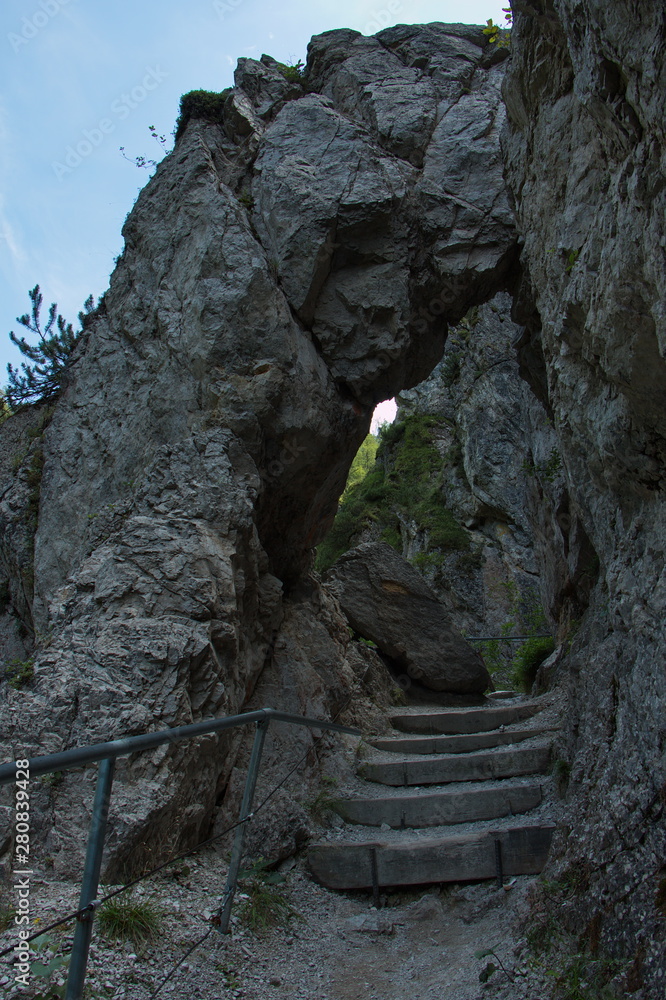 Hiking trail in Oetschergraben near to the Oetscher in Austria, Europe Hiking trail in Oetschergraben near to the Oetscher in Austria, Europe