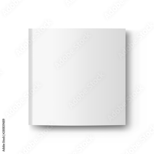 Square magazine, book, booklet or brochure cover mockup isolated on white background. Vector illustration
