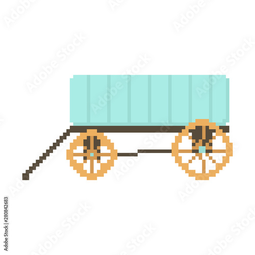 Cart isolated on white background. Graphics for games. 8 bits Vector illustration in pixel art style