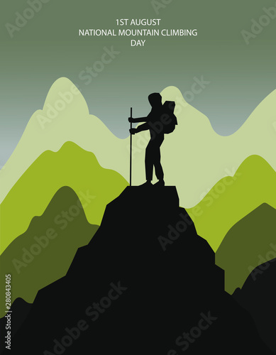 1st august national mountain climbing day illustration in vector