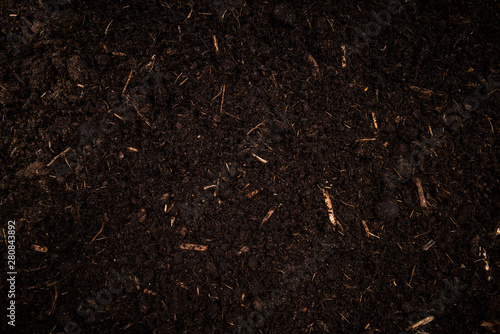 Garden Soil , Dark Cultivated Turf Soil , Gardening and Farming Concept, Background