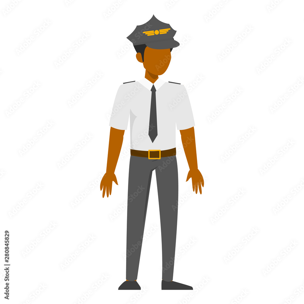 Man pilot in uniform. Airplane captain, flight profession