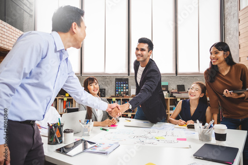 Businessman people shaking hands for agreement office, teamwork and cooperation concept.