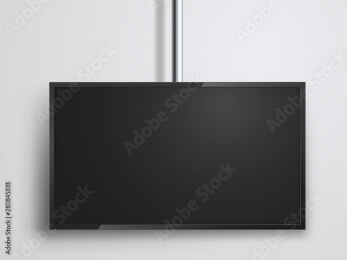 TV monitor hanging on tube, technology and media