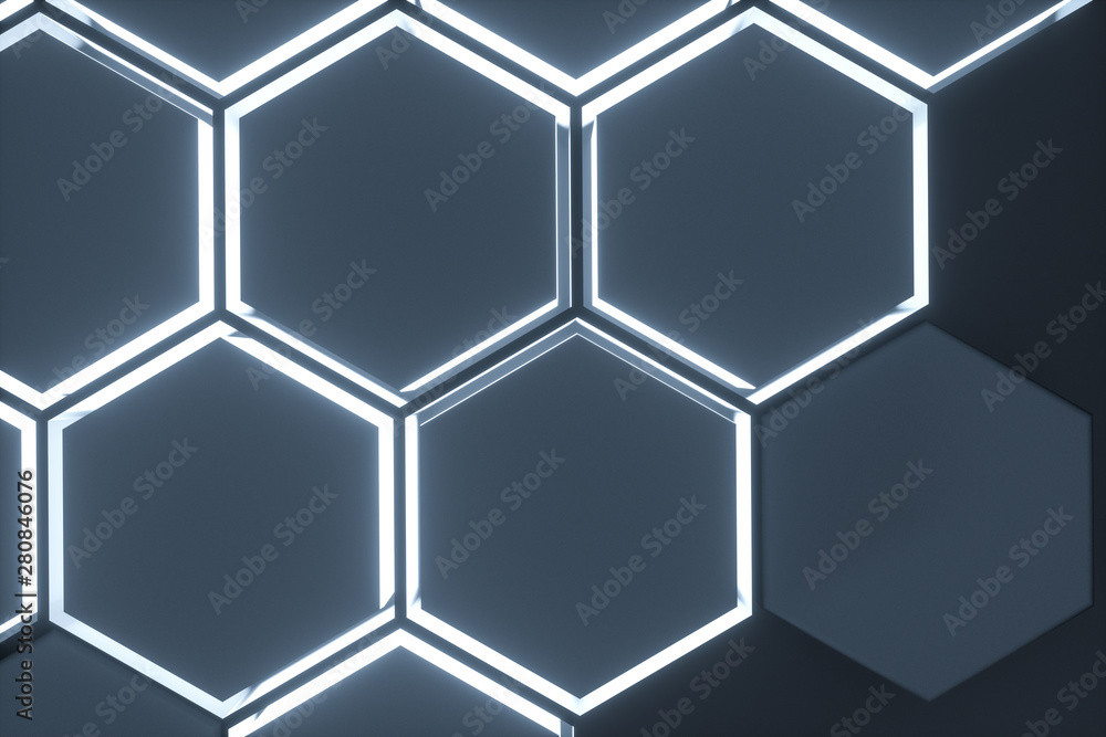 Dark hexagonal platforms connected together background, 3d rendering Dark hexagonal platforms connected together background, 3d rendering