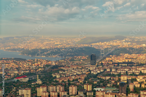 Istanbul aerial city view from Istanbul Sapphire skyscraper overlooking the Bosphorus before sunset, Istanbul, Turkey © Khaled El-Adawi