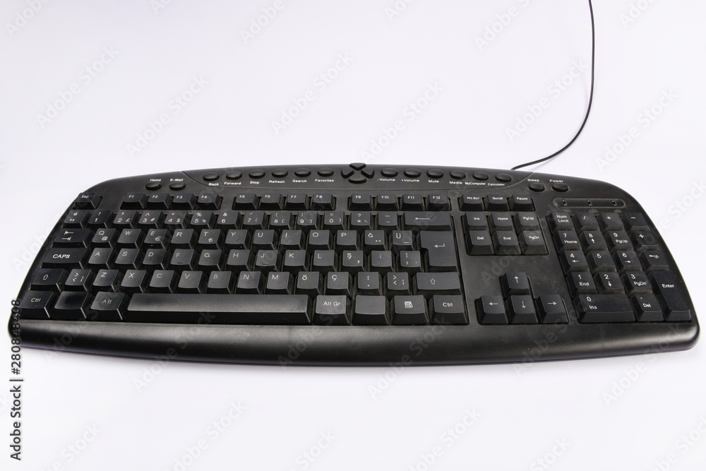 Old computer keyboard isolated on white Old computer keyboard isolated on white
