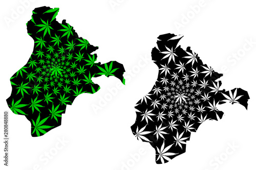 Ardahan (Provinces of the Republic of Turkey) map is designed cannabis leaf green and black, Ardahan ili map made of marijuana (marihuana,THC) foliage,..