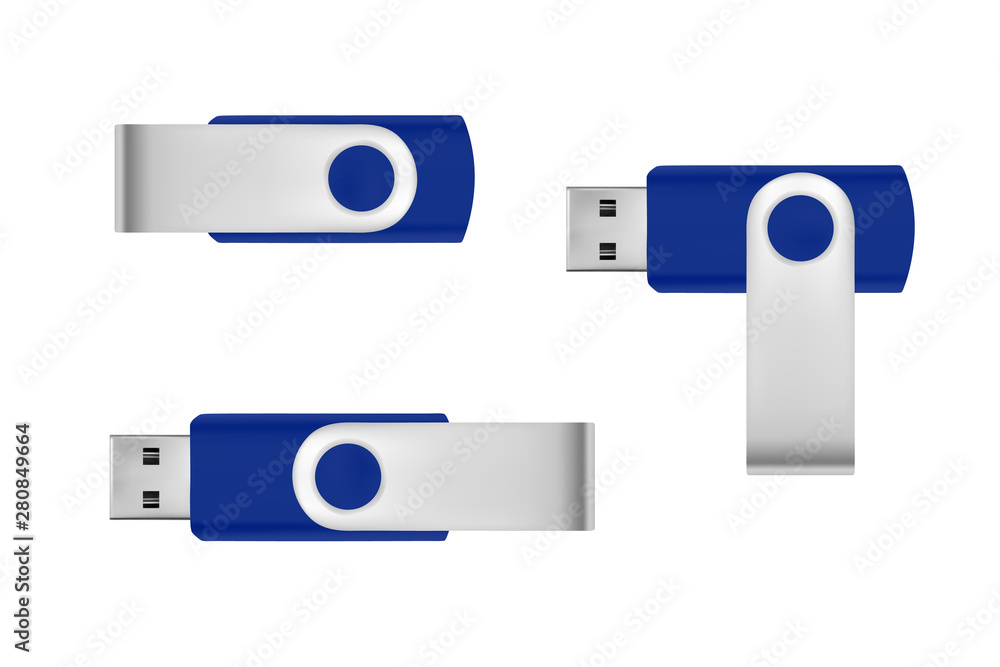 USB flash drive in vector on white background. - obrazy, fototapety, plakaty 