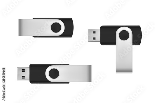 A USB flash drive in a vector on a white background.Memory card in vector.Black flash memory vector illustration.