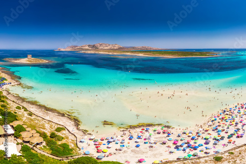 Fototapeta Naklejka Na Ścianę i Meble -  Famous La Pelosa beach on Sardinia island, Sardinia, Italy