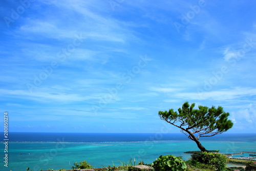 Fototapeta Naklejka Na Ścianę i Meble -  沖縄南城市高台から望む碧い海