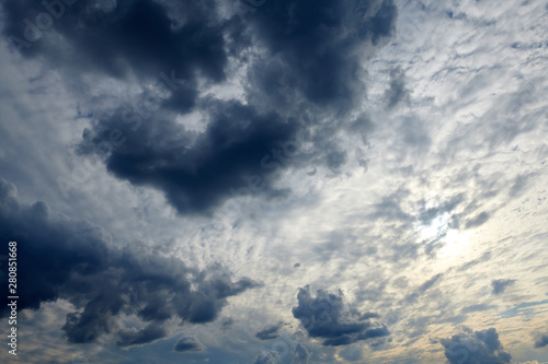 Fototapeta Naklejka Na Ścianę i Meble -  Dark blue sky with clouds for background or texture