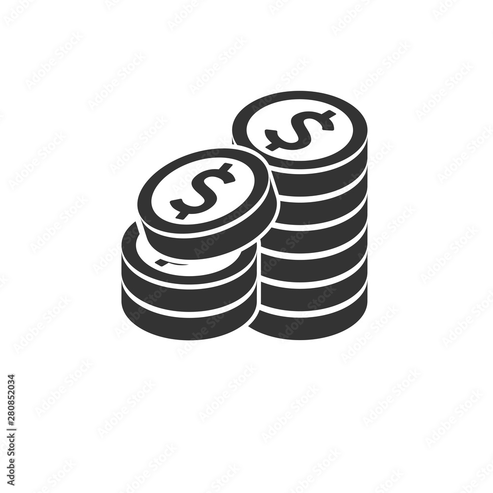 icon coin black Sort illustration isolated sign symbol for web, modern minimalistic flat design vector on white background. Business icon coin black Sort illustration isolated sign symbol for web, modern minimalistic flat design vector on white background. Business