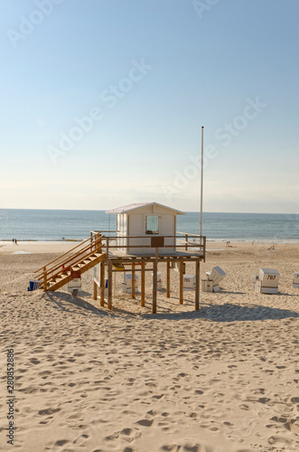 lifeguard tower on beach, island of Sylt, Germany