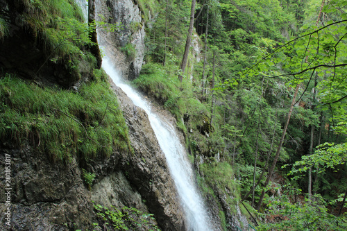 Beautiful waterfalls on the tourist trail in Slovak Paradise National Park, Slovaki