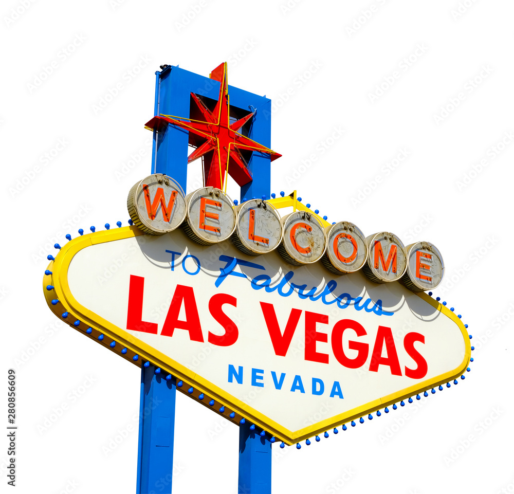 Welcome to Las Vegas sign isolated on white background including clipping path.