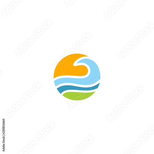 wave nature water eco logo
