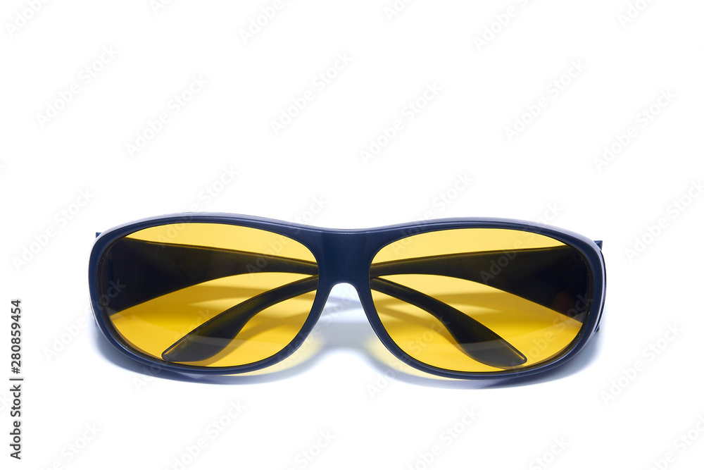 Fototapeta premium Glasses for driving. Yellow plastic polarizing.