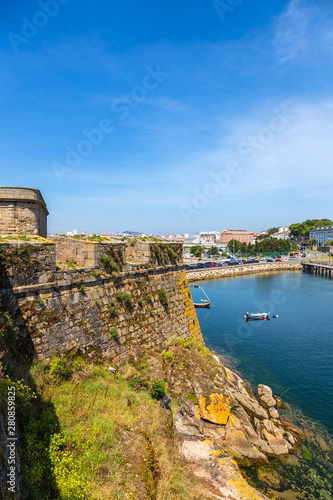 La Coruna, Spain. Scenic view of the fortress wall of the castle of San Anton