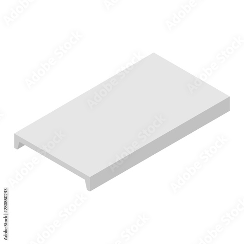 Precast concrete solid block isometric view isolated on white background