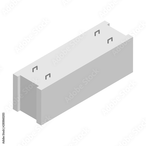 Precast concrete block isometric view isolated on white background