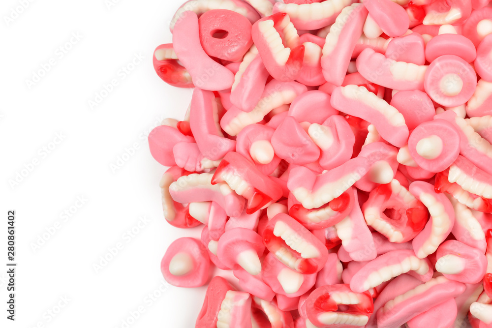Assorted gummy candies. Top view. Jelly sweets. Assorted gummy candies. Top view. Jelly sweets.