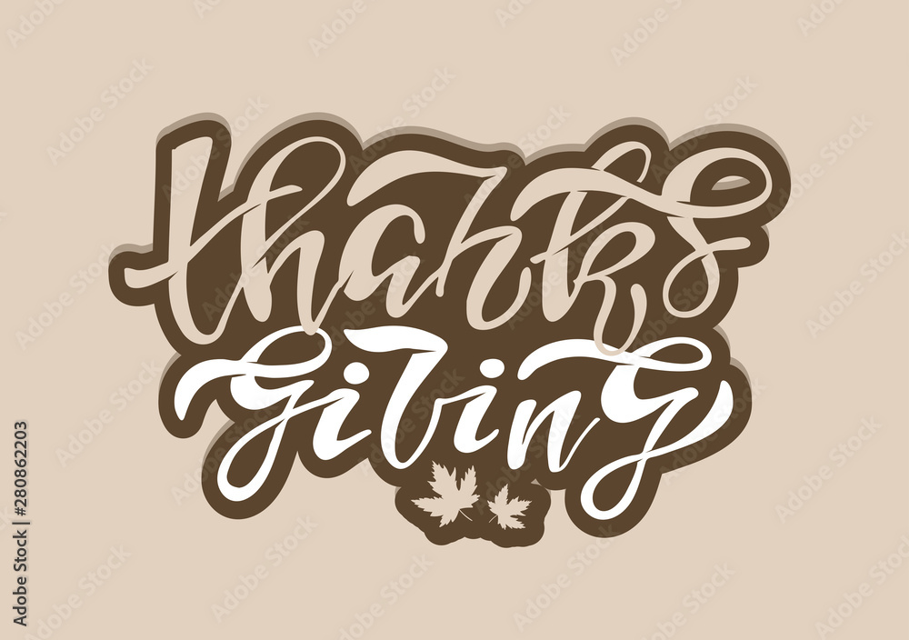 Plakat Happy Thanksgiving day - hand drawn doodle lettering label template