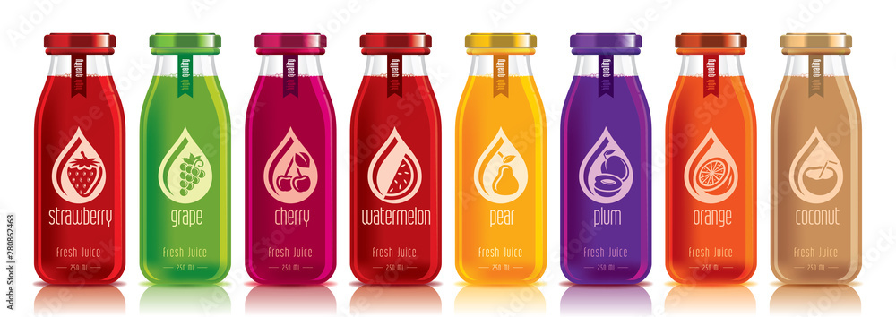 Ready design vector juice, fruit bottle set Ready design vector juice, fruit bottle set