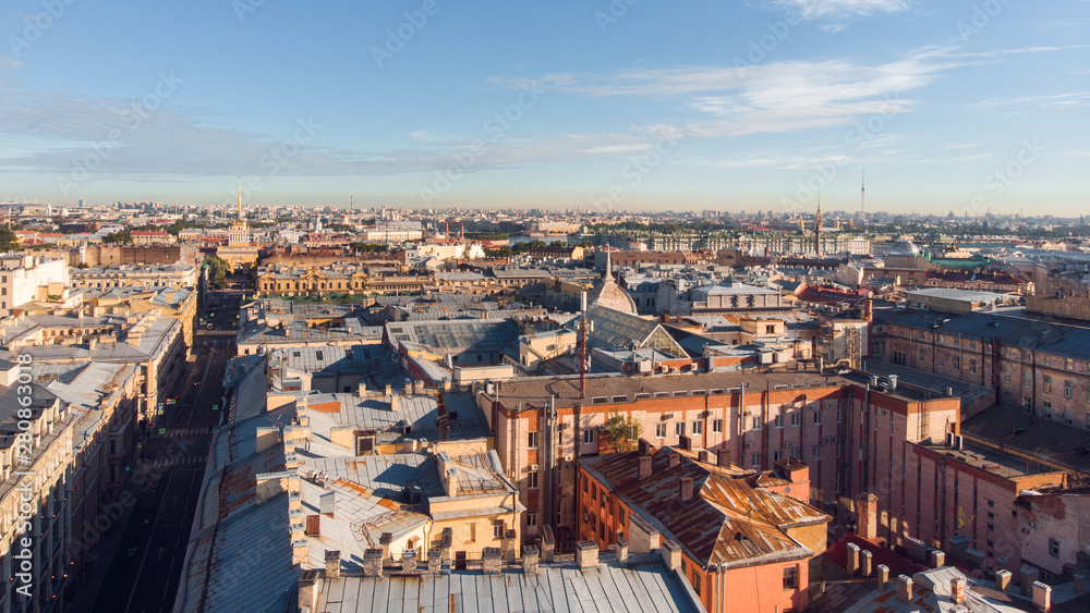 Panorama of Saint Petersburg, on the Moika river the aerial photo.