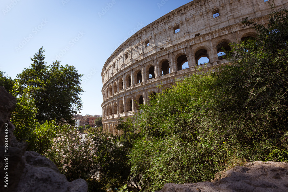 Colosseum in Rome, Italy is one of the main travel attractions. Scenic view of Colosseum.