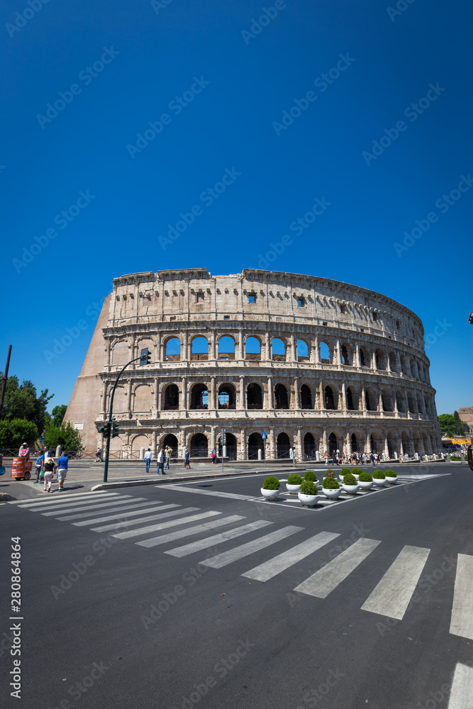 Colosseum in Rome, Italy is one of the main travel attractions. Scenic view of Colosseum.
