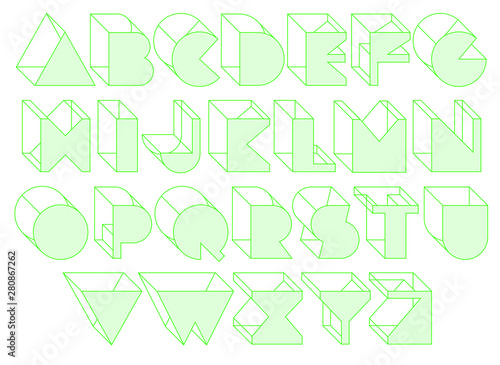 3d vector font. Geometric type