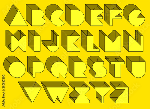 3d vector font. Geometric type