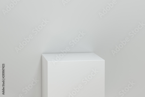 Quadro em tela 3d rendering, the cubic platform in the white empty room.