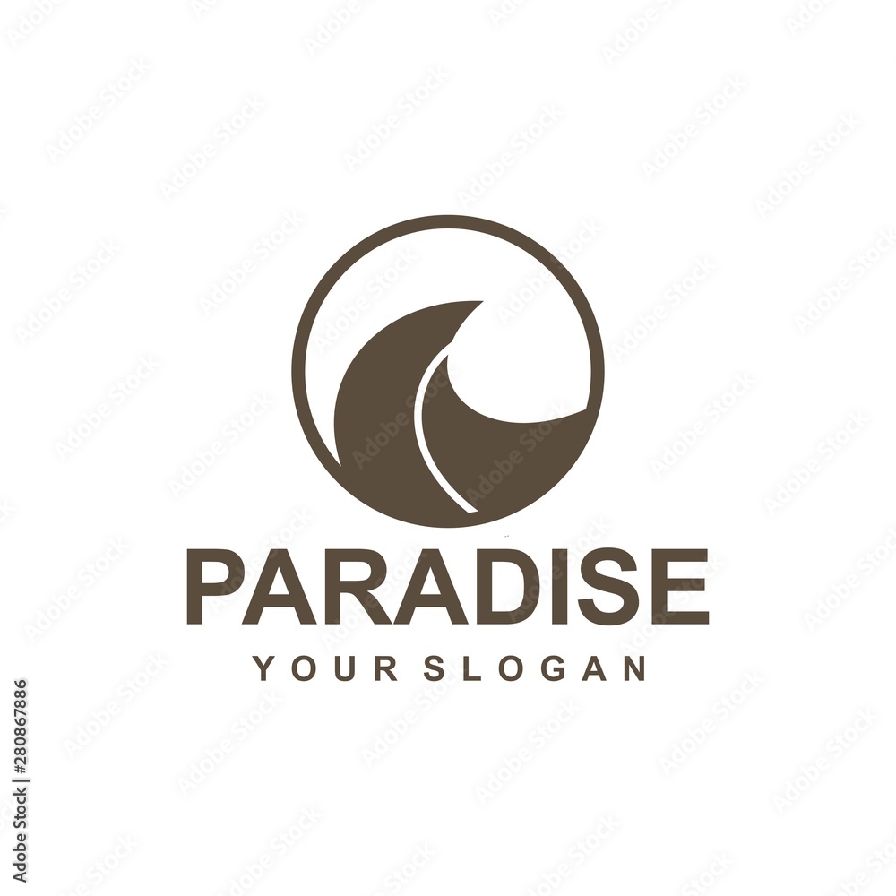 Fototapeta premium Paradise logo template, beach summer, vacation vector