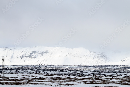 Landscape with snow, Askja caldera area, Iceland