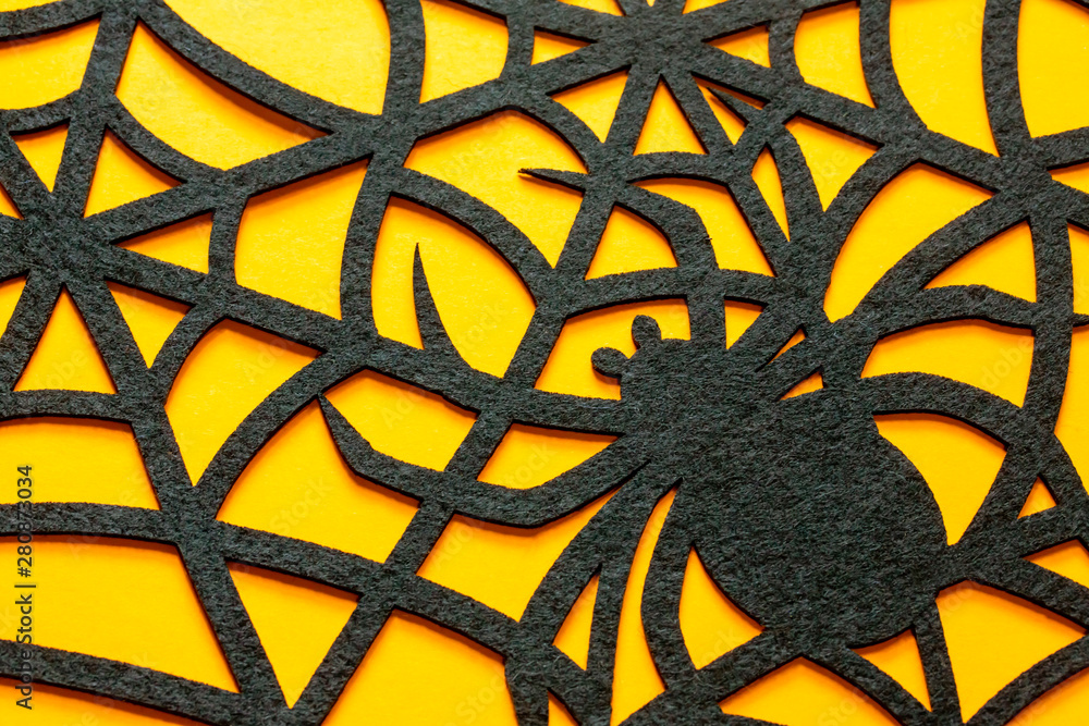 ハロウィンのクモと蜘蛛の巣 オレンジバック オレンジ背景 と黒 Stock 写真 Adobe Stock