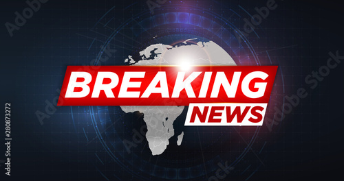Breaking news. Breaking news live on world map background. Graphical Modern World News. Abstract digital world background. Technology futuristic background. HUD style. Vector illustration.