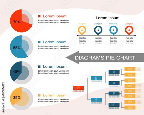 Diagram pie chart infographic, business graph vector illustration
