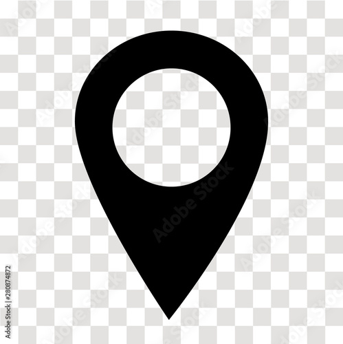 location pin icon on transparent. map marker sign. flat style. map point symbol. map pointer symbol. map pin sign. photo