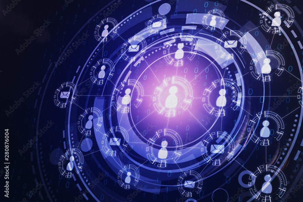 Fototapeta premium Creative purple social network