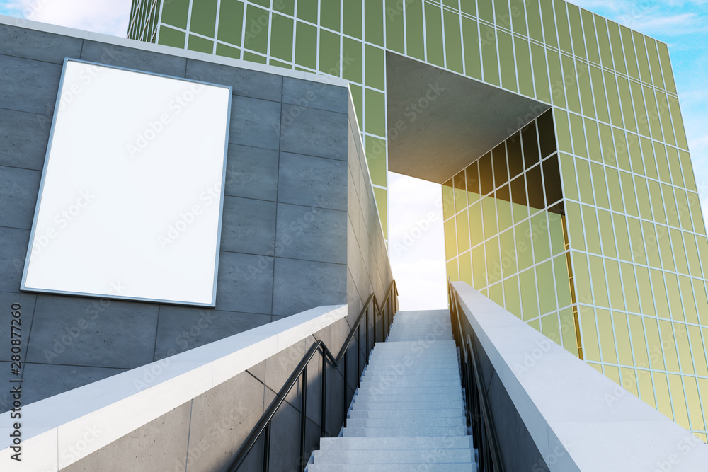 Fototapeta premium Abstract concrete exterior with poster