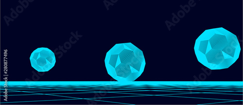 Abstract frame background. Technology mesh illustration with balls.