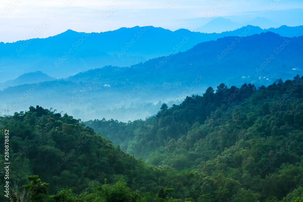 Layers of  the hills in Nanggung District, Bogor, West Java