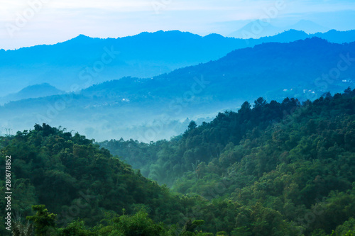 Layers of  the hills in Nanggung District  Bogor  West Java