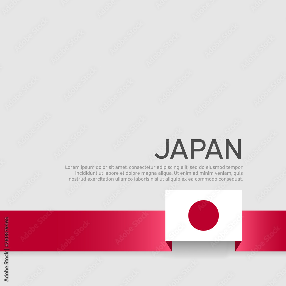 Japan flag background. Ribbon color flag of italy on a white background. National poster. Vector flat design. State italian patriotic cover, flyer